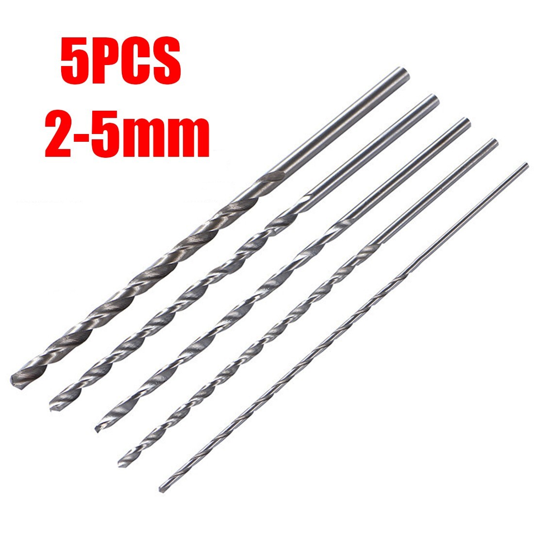 Precision Drilling Made Easy 5pcs Extra Long Straight Shank HSS Bits