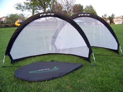 PASS 4 Footer Portable Black Soccer Goal SET with Carry Case EZ FOLD/QUICK SETUP