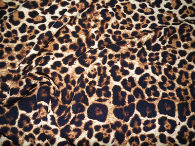 Printed Liverpool Textured Fabric 4 way Stretch Scuba Cheetah Tan Brown L507