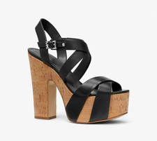 Michael Kors Suki Black Leather Platform Sandal Women's sizes 5-10/NEW