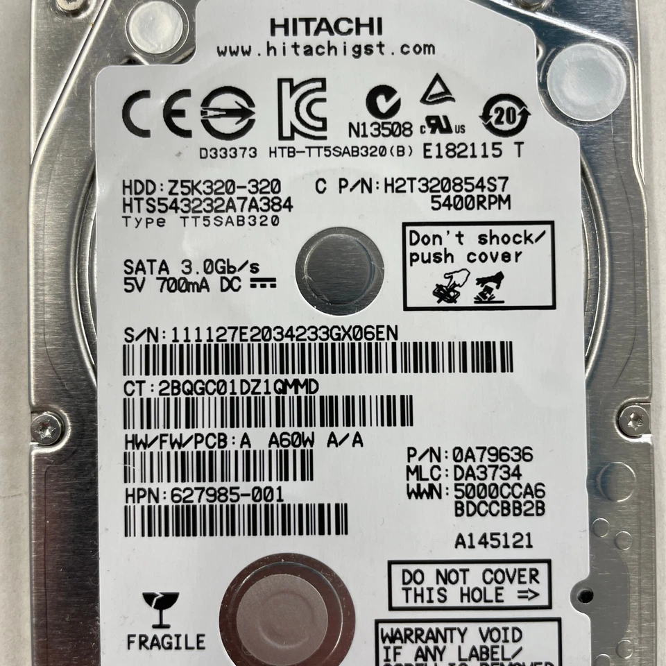 Hitachi Travelstar Z5K320 320GB 2.5" 5400RPM SATA 3GB/s 8MB HDD HTS543232A7A384 - Image 2 of 4