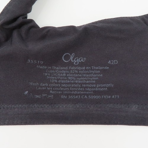 Olga 42D Bra Black Leaves Lace Full Figure Coverage Minimizer 35519 Underwired - Picture 11 of 13