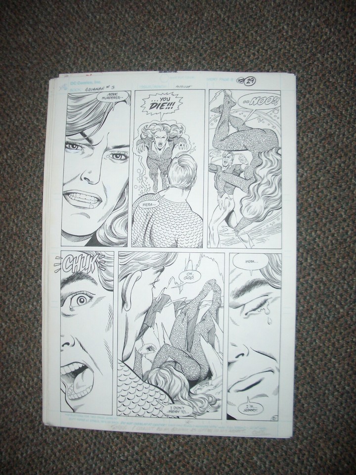 Aquaman #3 Page 21 Original Comic Art Curt Swan -MERA DEATHSCENE Comic Art