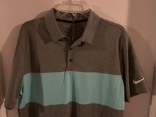 Nike Golf Dri-fit Men's L Shirt Standard Fit Gray/Teal Short Sleeve Polo -NWTs