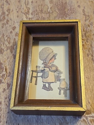 Rare Vintage By Artist Holly Hobby 3D Shadow Box 1971 4 X 6 Gift Frame Wall H3