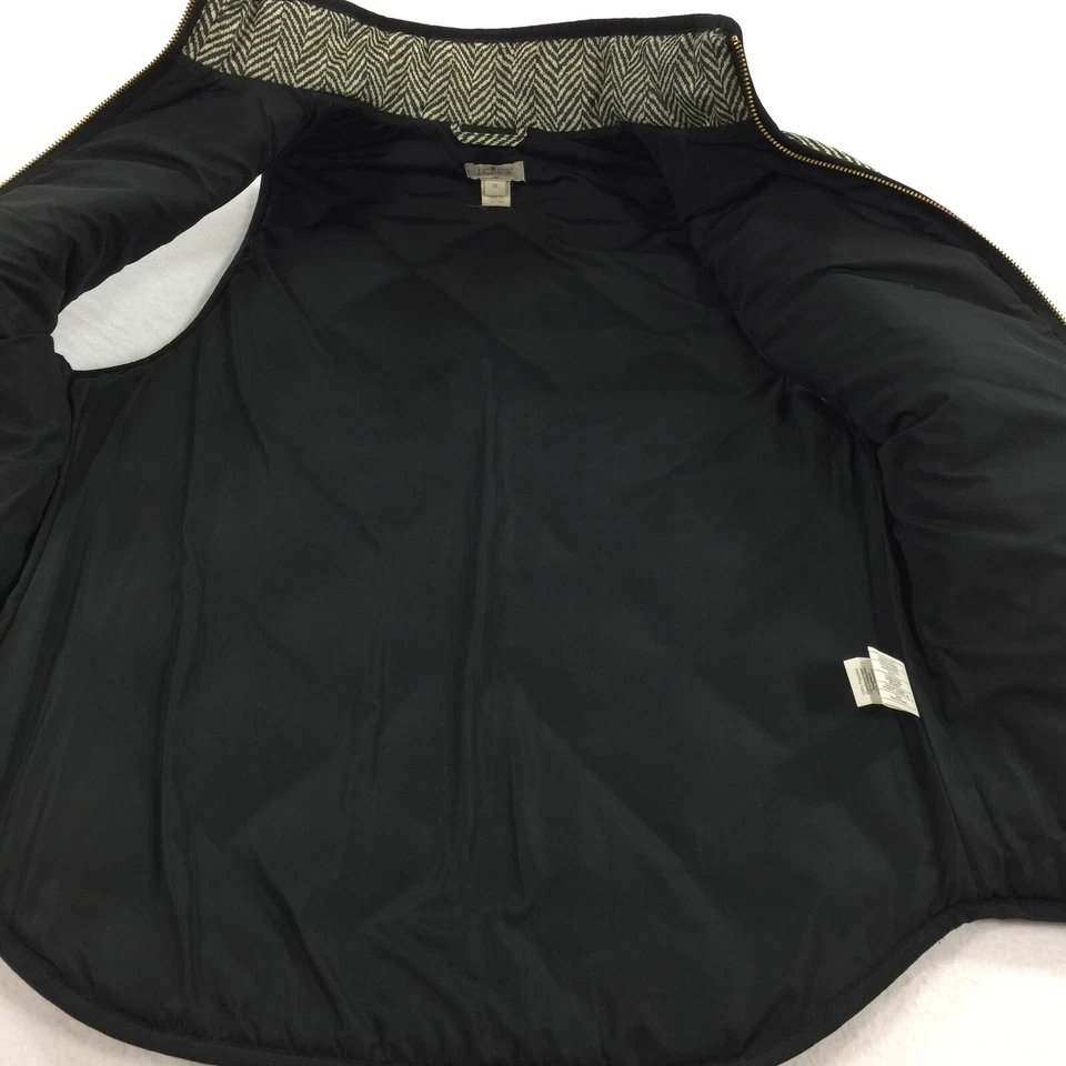 Chaleco acolchado con estampado de espiga J.Crew talla extra pequeño para mujer negro crema Foto 4 de 4