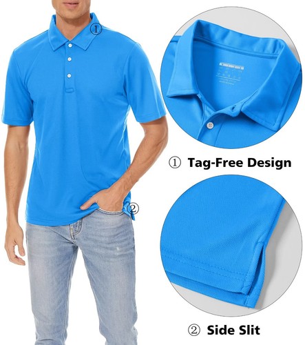 Men's Casual Polo Shirts Short Sleeve Quick Drying Outdoor Golf Sport Work Tops - Picture 52 of 126