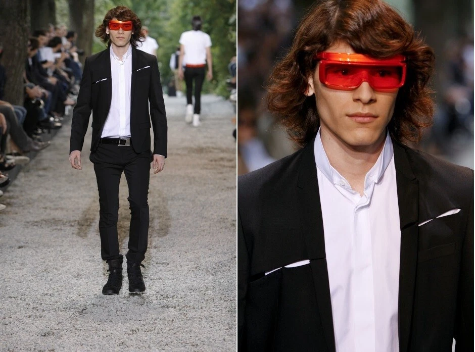 Blazer DIOR HOMME 2009s passerella SLASHED nero giacca lana EU 46 US 36 R