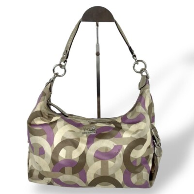 Authentische Coach One Schultertasche Nylon Op Art 14291
