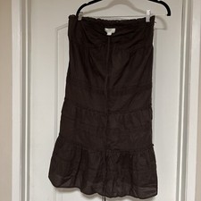 Ann Taylor loft Summer Halter Frill Dress Brown Side Zip Closure Size 8