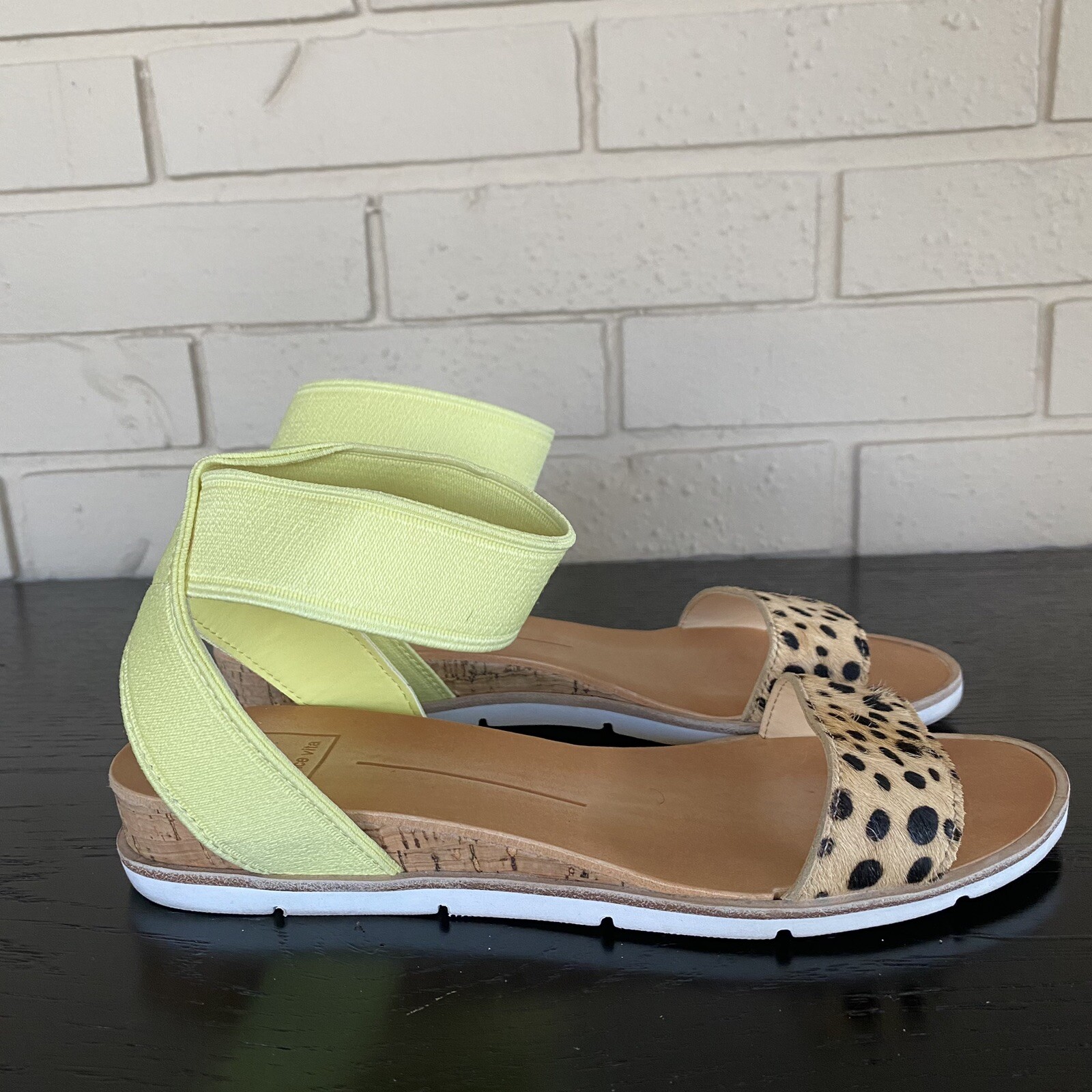 Dolce Vita Womens Vivian Sandals M Leopard Ankle Strap Cork