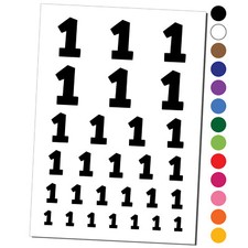 Number 1 One Fun Bold Font Temporary Tattoo Water Resistant Set