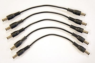 (5) DC 12VDC 12V 9V Power Adapter Male to Male 6'' patch cable 2.1mm DC Coaxial 