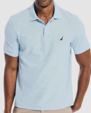 70 Nautica Men's Blue Sustainably Crafted Classic-Fit Deck Polo Shirt Size L
