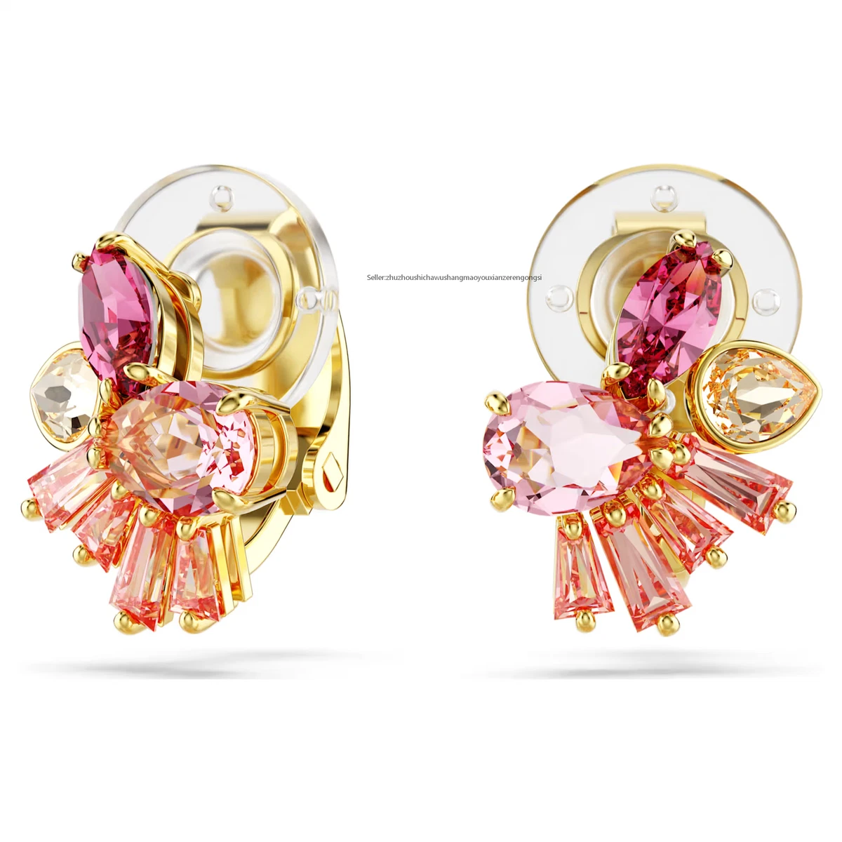 Orecchini pendenti Swarovski Gema a buco multicolor placcati color oro