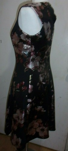 NEW Luxology Cap Sleeve Black Metallic Floral Dress Size Small Petite (B177) - Picture 4 of 6