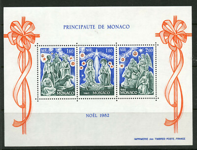Christmas sheet of 3 stamps mnh 1982 Monaco #1356a Nativity Shepherds ...