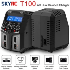 SKYRC T100 AC Lipo Battery Balance Charger Dual 5A 2X50W 2-4S RC Car Charger