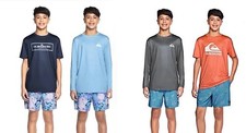 NWT Quiksilver 3 Pc Swim Set Shorts Trunks LS SS Rash Guard Tops Boys XL 18/20