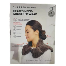 Sharper Image Heated Neck + Shoulder Wrap Herbal – 1 Pack – New