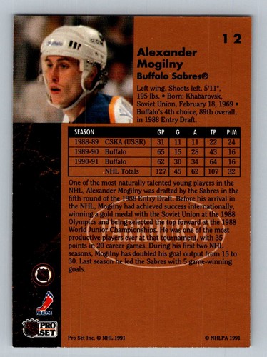Alexander Mogilny Buffalo Sabres Parkhurst 1991 Karte 12 Hockey Star - Bild 3 von 12