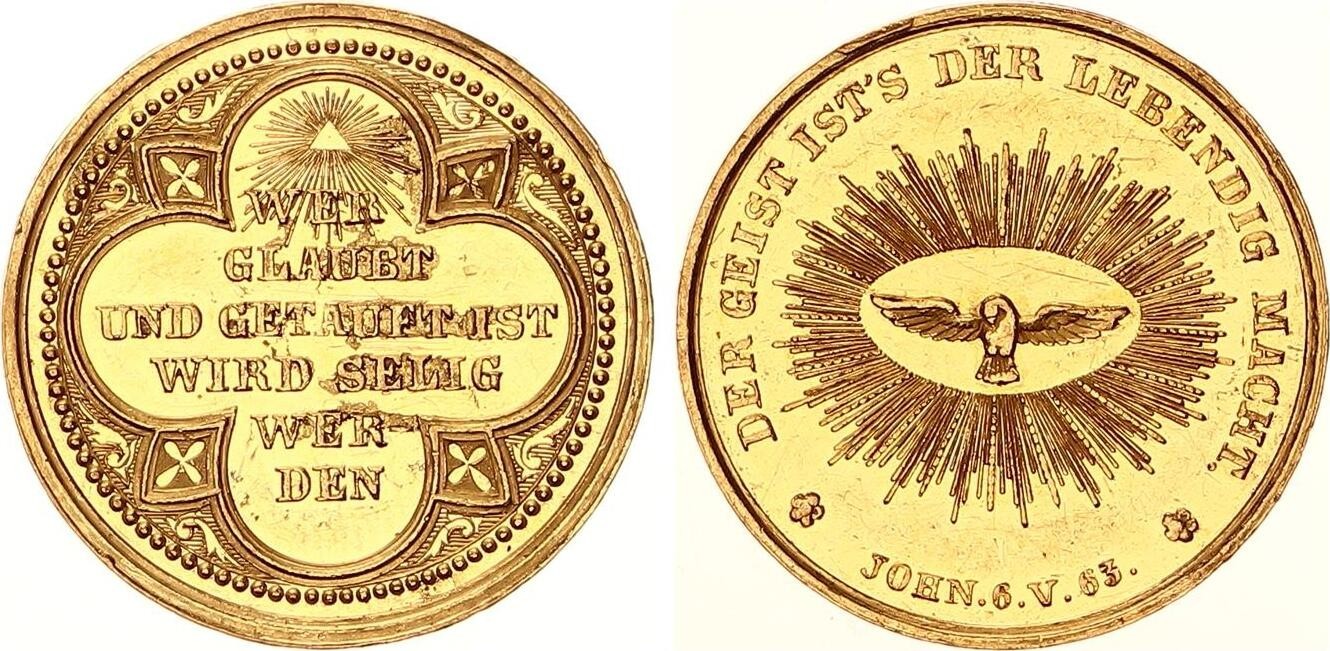 City of Augsburg Gold Medal for 1 Ducat without Year (1850) on Baptism 137919