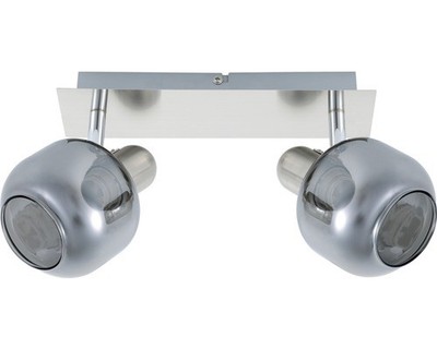 FLAIR Deckenspot 2-flammig B 25 cm eisen/nickel/satiniert Rauchglas