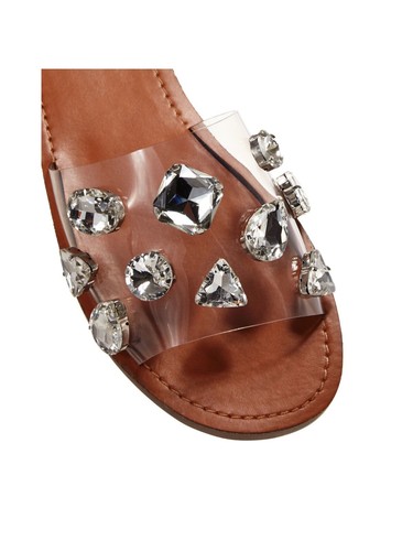 AQUA Womens Clear Translucent Strap Twink Round Toe Slip On Slide Sandals 6 M - Picture 4 of 11