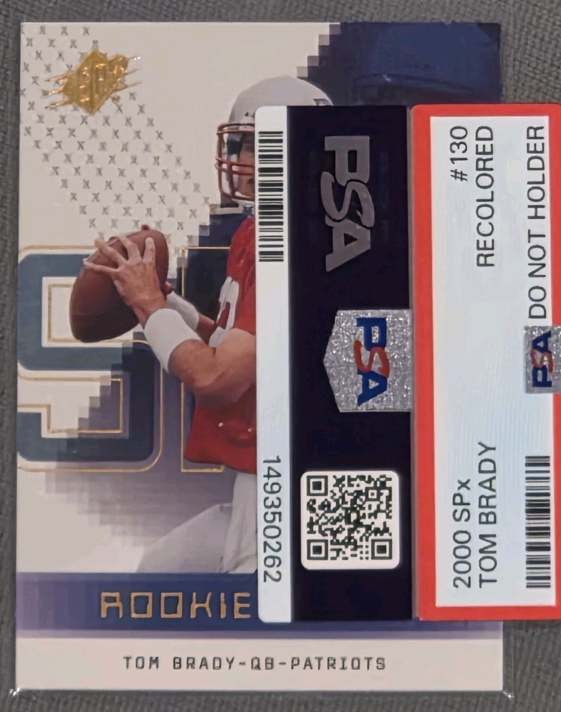 2000 TOM BRADY SPX #130 RC ROOKIE #D /1350 - PSA AUTHENTICATED RECOLORED