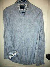 Denim  Flower Ricky Singh Shirt size Large Chambray Blue Button Up Long Sleeve