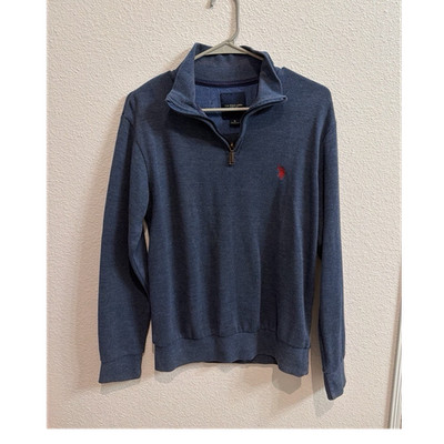 U.S. Polo Assn. Men's Blue Solid Knit 1/4 Zip Mock Neck Sweater Size S