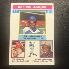 1976 Topps #191 1975 NL Batting Leaders Bill Madlock Simmons NRMT Or Better