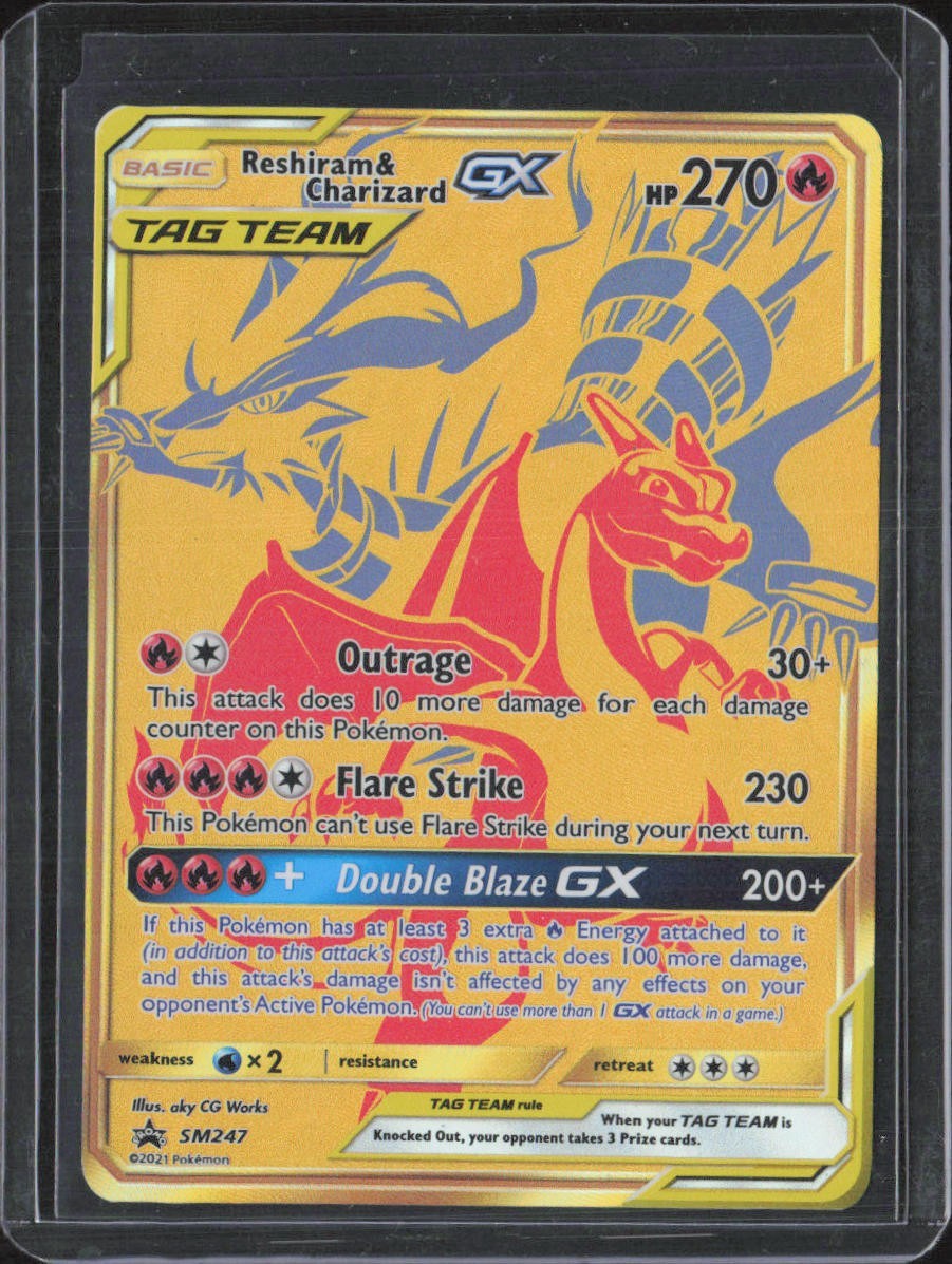 2021 Pokemon Reshiram & Charizard Tag Team GX Gold SM247