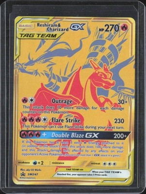 2021 Pokemon Reshiram & Charizard Tag Team GX Gold SM247