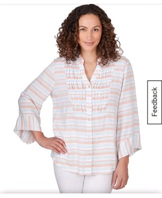 Ruby Rd. Women's Petite Woven Metallic Top/ Size PXL