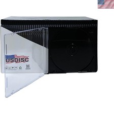 CD Jewel Cases Slimline 5.2mm, Single 1 Disc, Black, Pack of 10