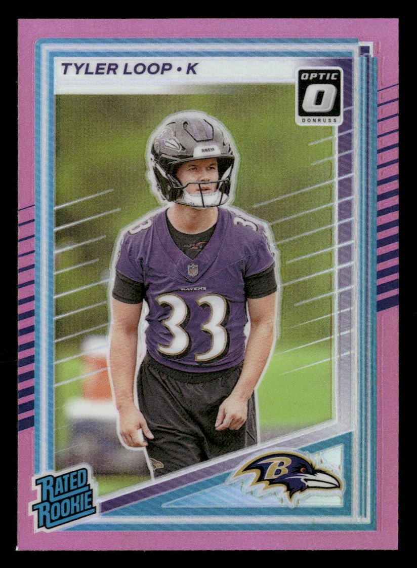 2025 Donruss Tyler Loop #382 Optic Rated Rookies Preview Pink Baltimore Ravens
