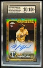 2024 Topps Gilded Wyatt Langford Chrome Cast In Gold Auto RC #108/199 SGC 10/10