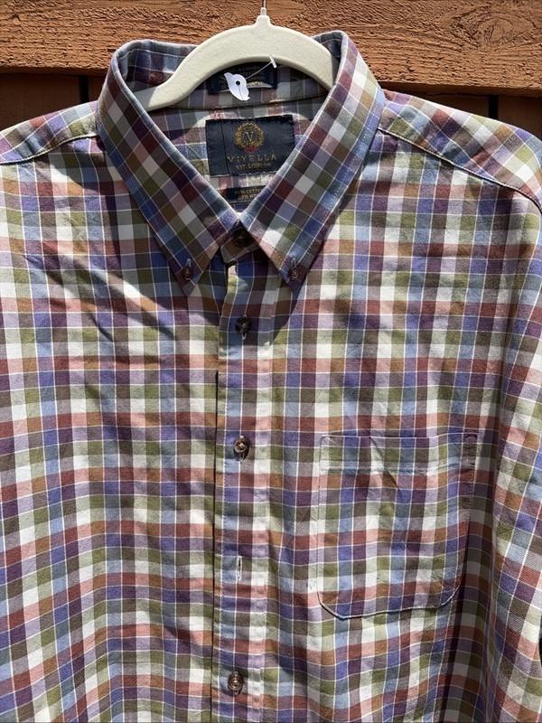 VIYELLA Shirt Men’s XXL  Wool/Cotton Checked Button Down Shirt ~ NWT