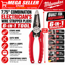 Milwaukee 48-22-3079 6-in-1 Electrician Wire Stripper Cutter Pliers 7.75 Inch