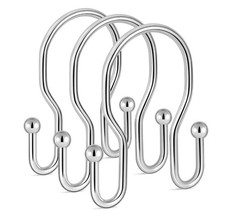 12 Pack Stainless Steel Rust-Proof Double-Sided Shower Curtain Hooks Chrome