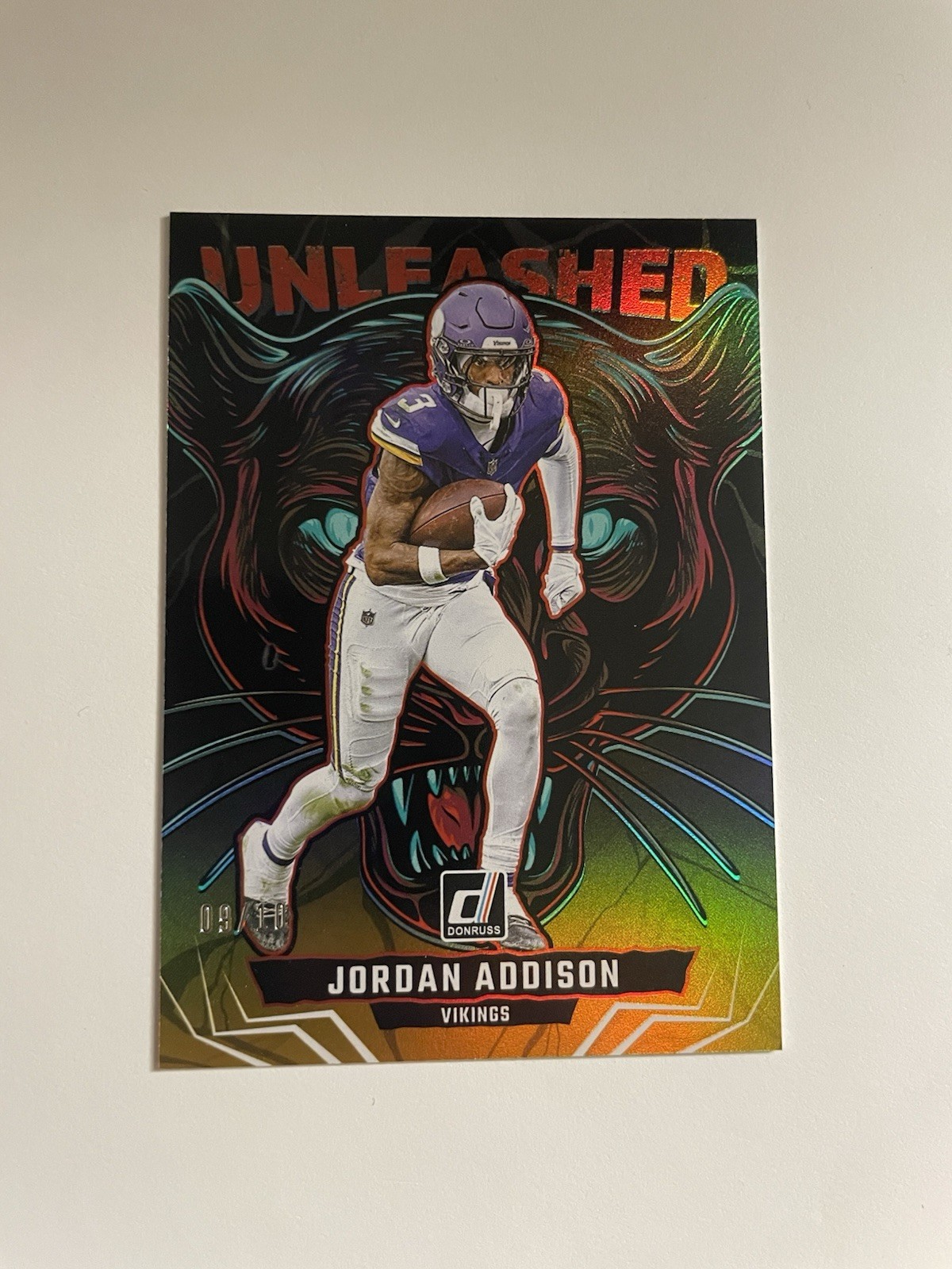 Jordan Addison Donruss Football 2025 Unleashed Gold /10 Vikings