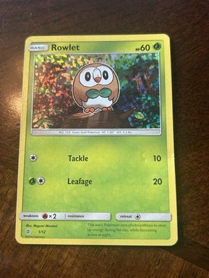 Pokmon Rowlet McDonald's 2017 1/12 Basic 2016 60HP Tackle Leafage Holo  Promo | eBay