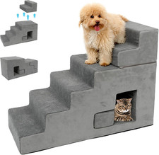 Dog Stairs for Small Dogs 27  H, 6-Step Dog Steps for High Bed, High-Density Foam
