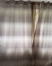 Pair of Neutral Stripe Eyelet Curtains - Cream & Taupe (241 X 135cm)