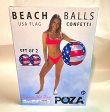 POZA USA Flag Confetti Beach Balls Set of 2 Pool Float Ages 3 