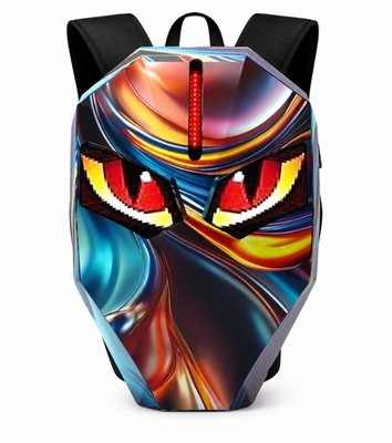 Motorcycle LED Display Robot Graphic Backpack USB Port Water Resistant