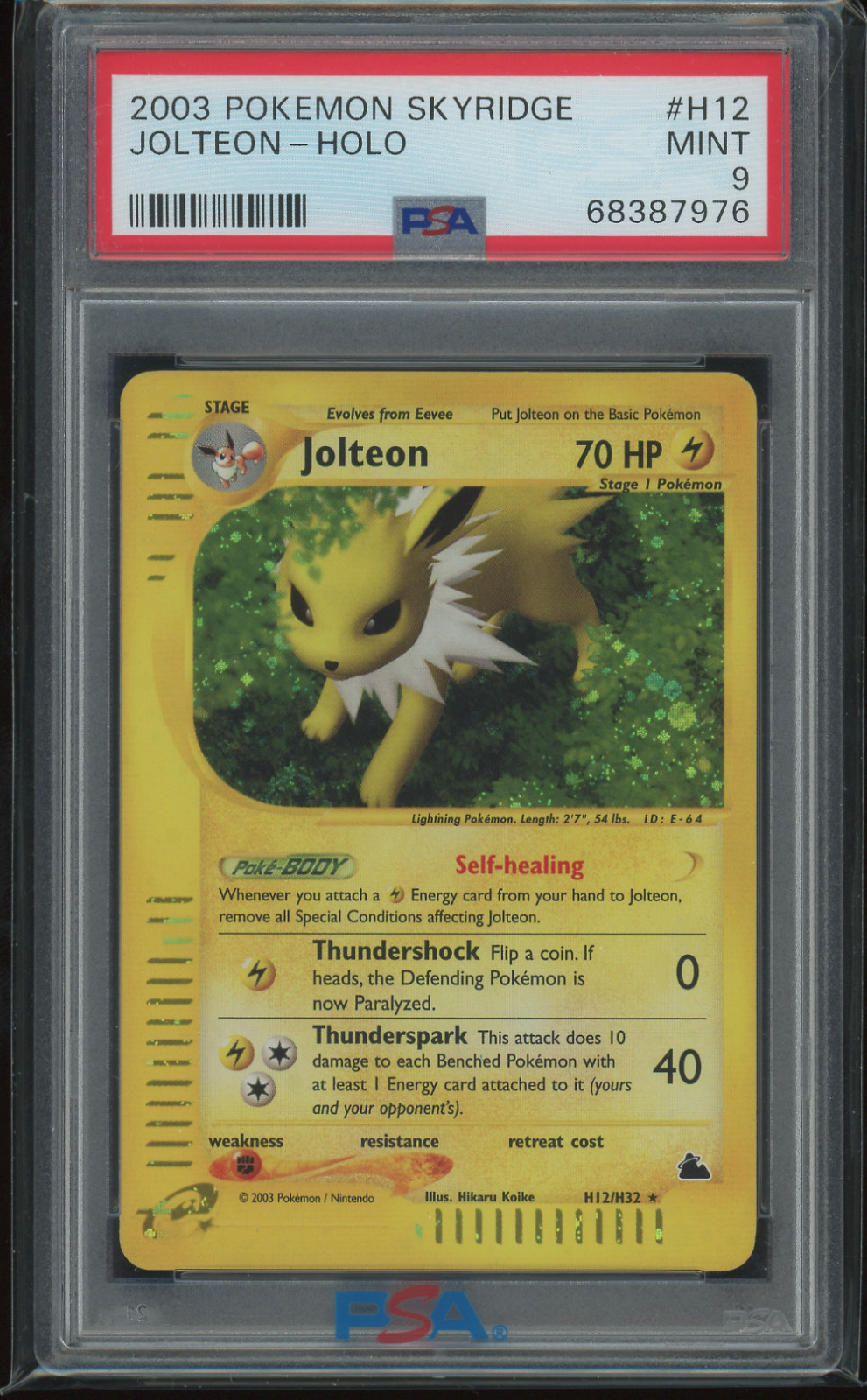 2003 POKEMON SKYRIDGE #H12 JOLTEON-HOLO PSA 9