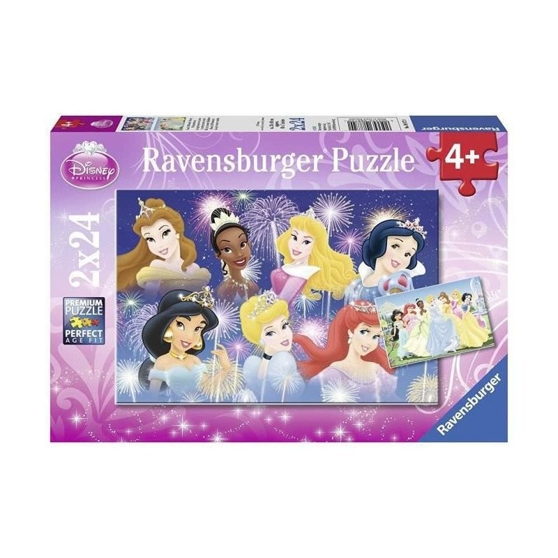 Puzzles 2x24 p Disney Princesses carton recyclé pour enfants dès 4 ans