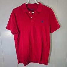 American Eagle Polo Shirt Mens Medium Red Athletic Fit Short Sleeve Blue Eagle